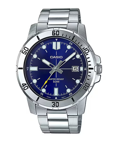 Casio Men Silver Watch with Blue Dial - MTP-VD01D-2EVUDF