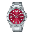 Casio Men Red Dial Stainless Steel Bracelet Watch - MTP-VD01D-4BVUDF