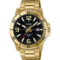 Casio Men Black Dial Analog Watch with Gold Tone Bracelet - MTP-VD01G-1BVUDF