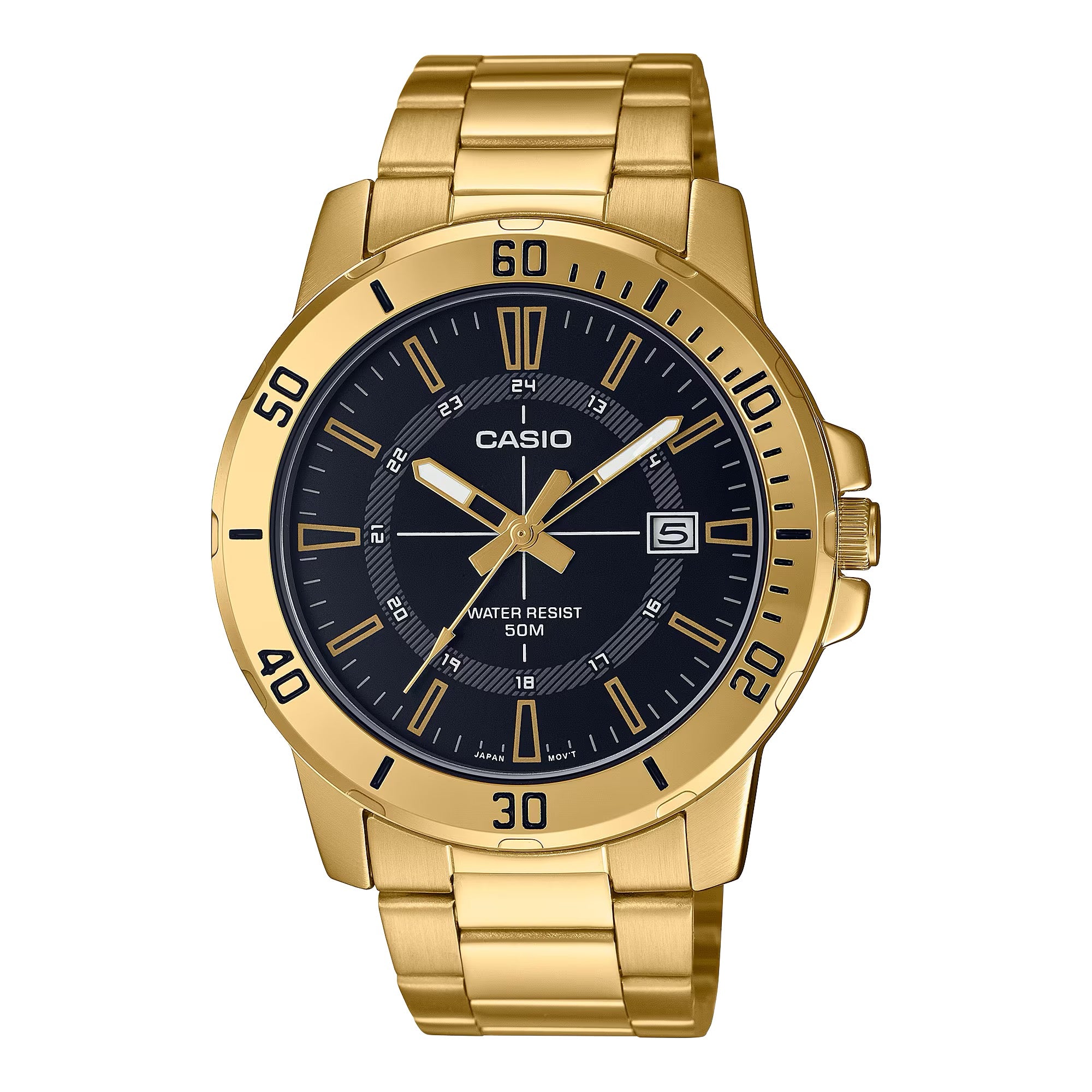 Casio Men Black Dial Two-Tone Stainless Steel Bracelet Watch - MTP-VD01G-1CVUDF