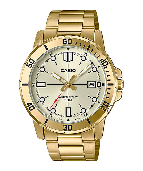Casio Men Gold Analog Watch with Champagne Dial - MTP-VD01G-9EV