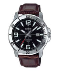 Casio Men Brown Leather Watch with Black Dial - MTP-VD01L-1BVUDF