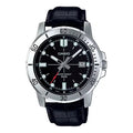 Casio Men Black Dial Sport Analog Watch with Leather Strap - MTP-VD01L-1EVUDF
