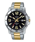 Casio Men Two-Tone Stainless Steel Watch with Black Dial - MTP-VD01SG-1BV