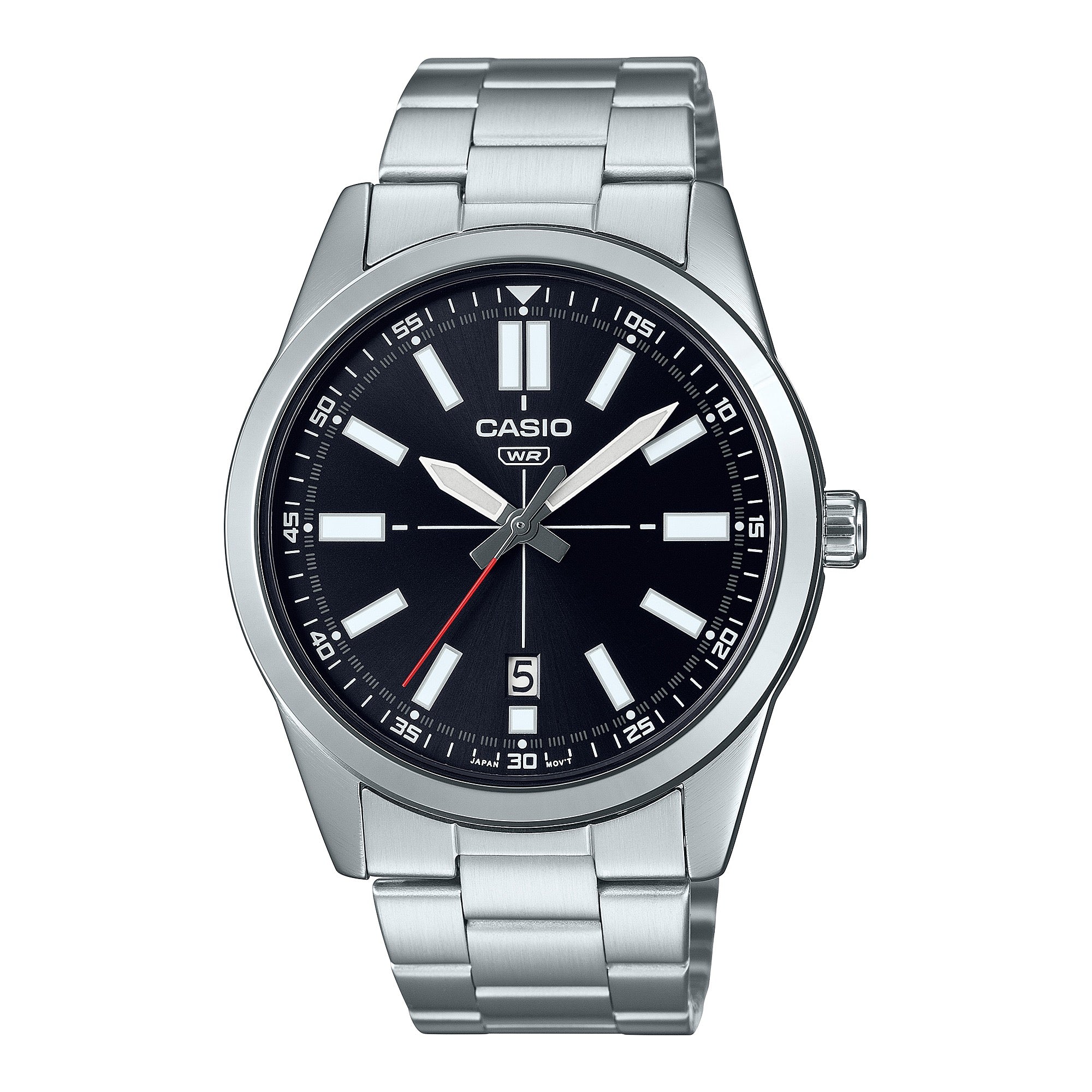 Casio Men Black Dial Stainless Steel Bracelet Watch - MTP-VD02D-1EUDF