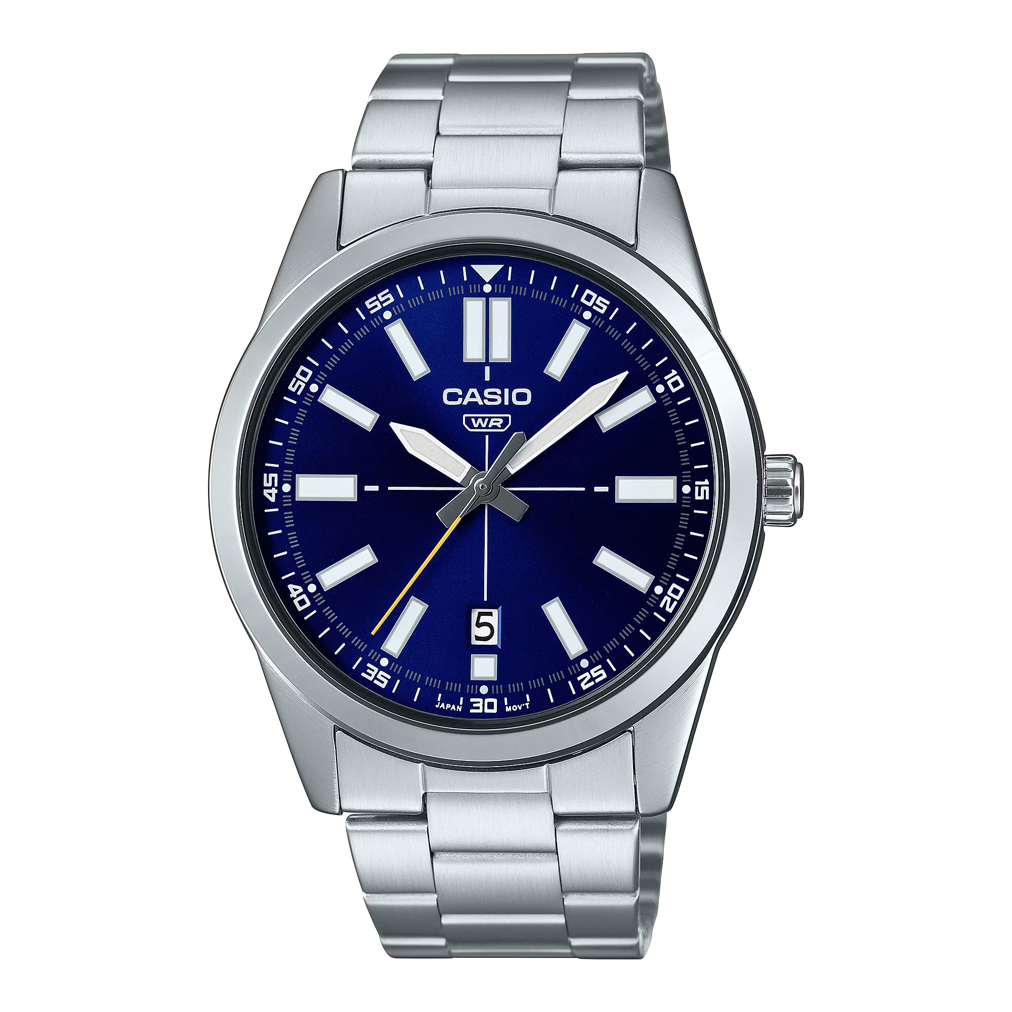 Casio Men Blue Dial Analog Watch with Stainless Steel Bracelet - MTP-VD02D-2EUDF