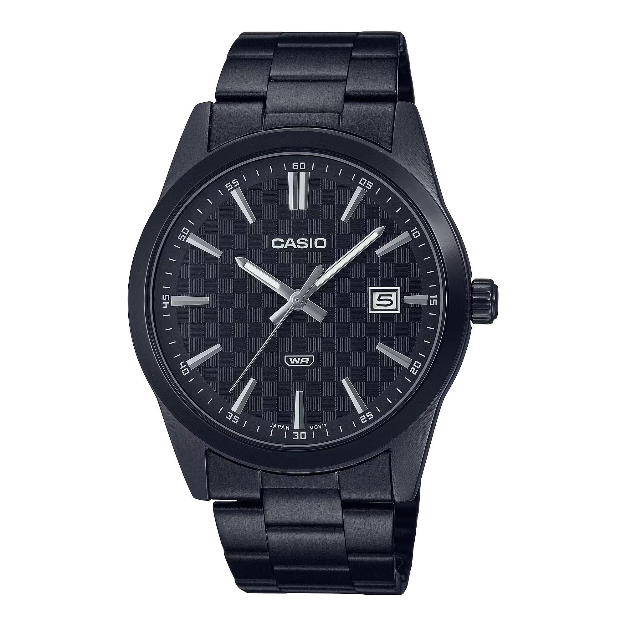 Casio Men Black Analog Watch Black Dial Steel Bracelet - MTP-VD03B-1AUDF