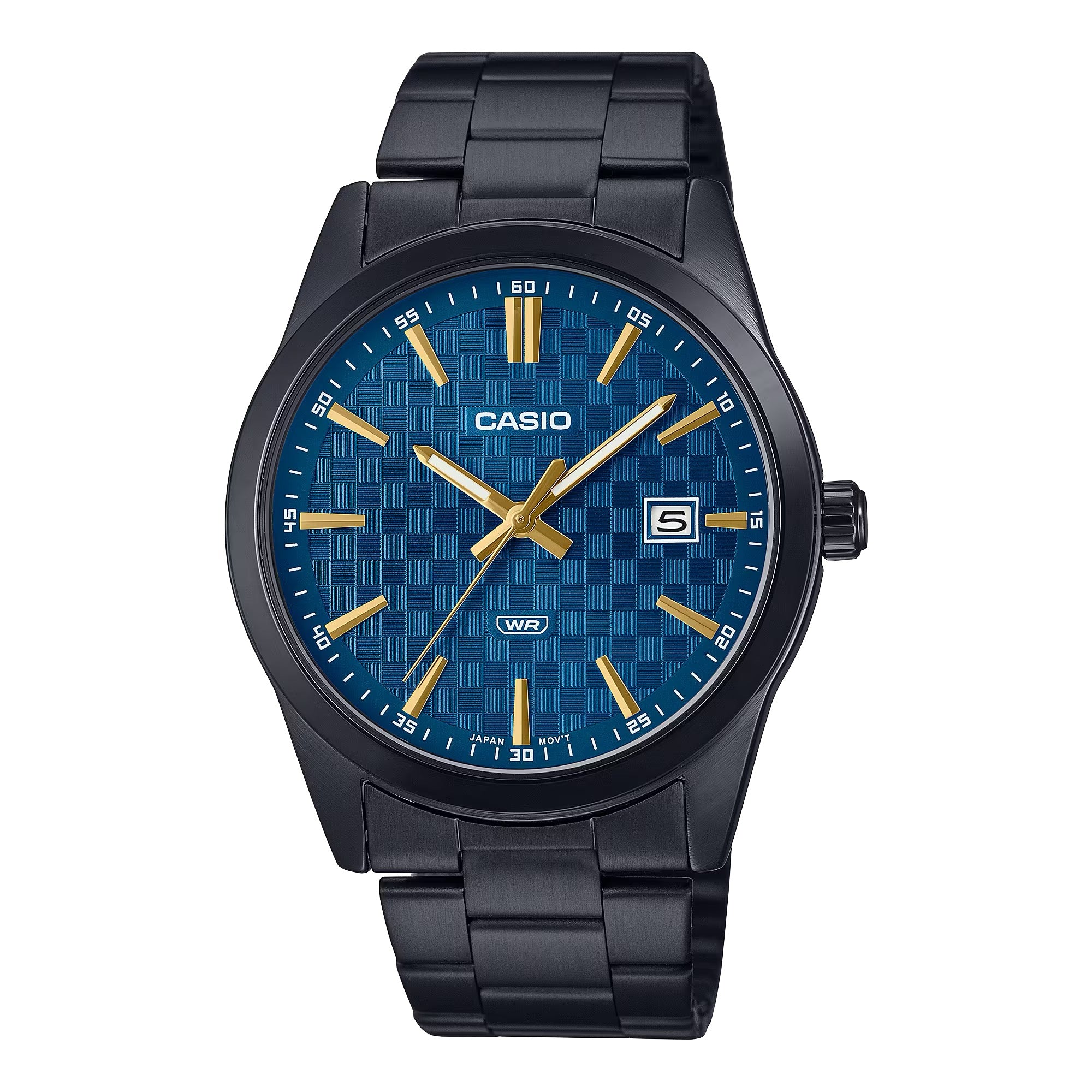 Casio Men Black Watch with Blue Dial - MTP-VD03B-2AUDF