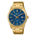 Casio Men Gold Analog Watch with Blue Pattern Dial and Date Display - MTP-VD03G-2A