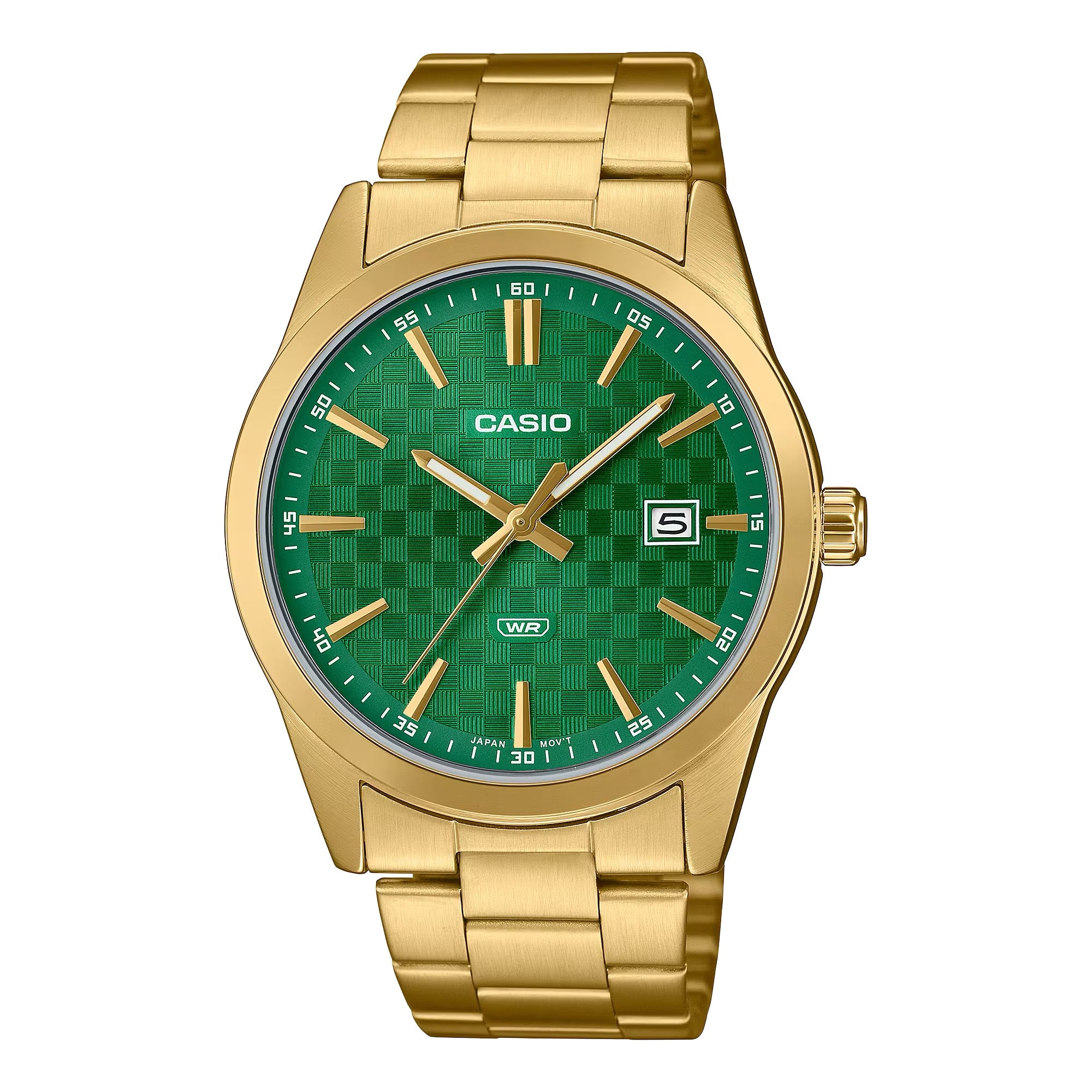 Casio Men Gold Watch with Green Dial - MTP-VD03G-3AUDF