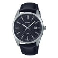 Casio Men Black Textured Dial Analog Watch with Leather Strap - MTP-VD03L-1AUDF