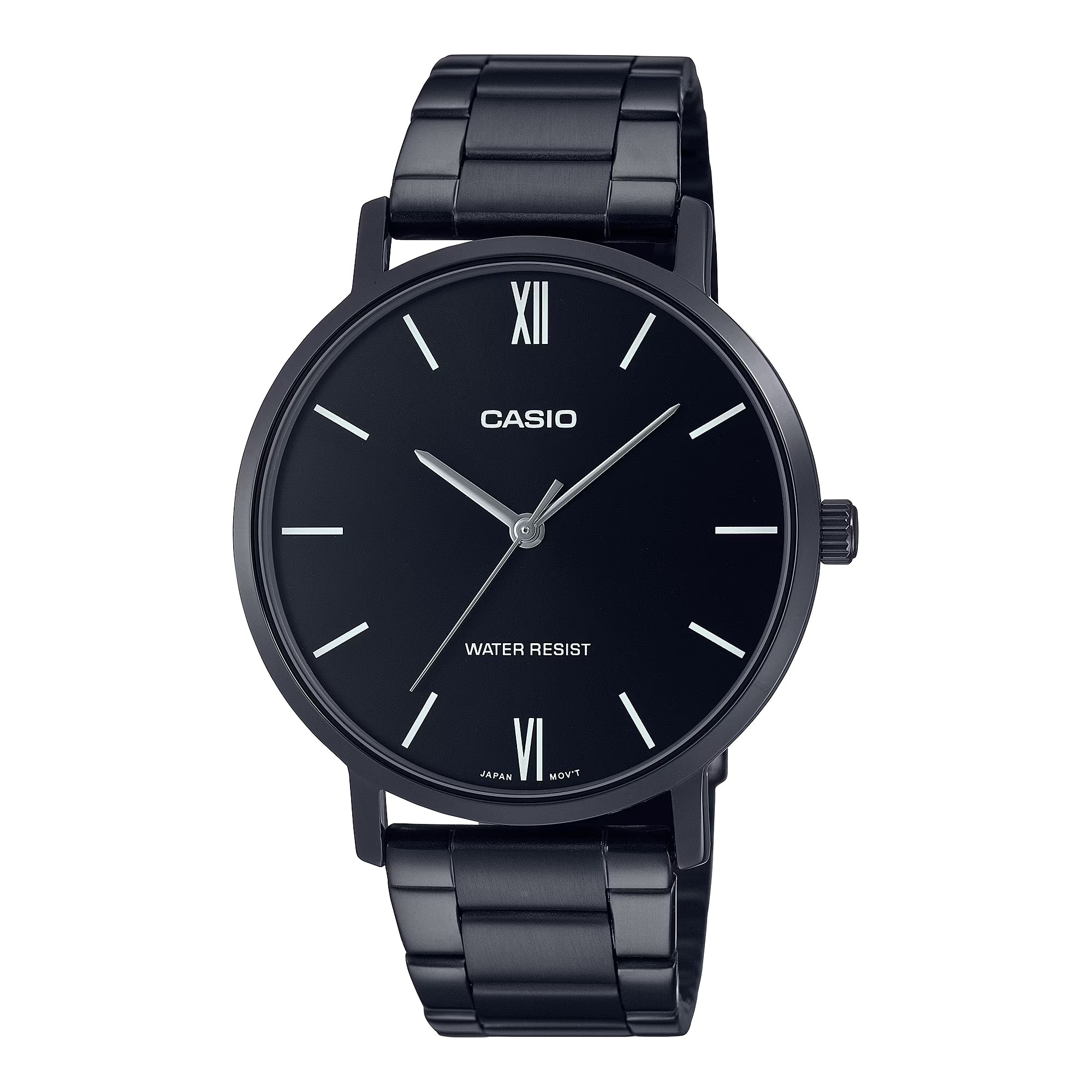Casio Men Black Stainless Steel Watch Black Dial - MTP-VT01B-1BUDF
