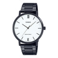 Casio Men Black Stainless Steel Watch with White Dial - MTP-VT01B-7BUDF