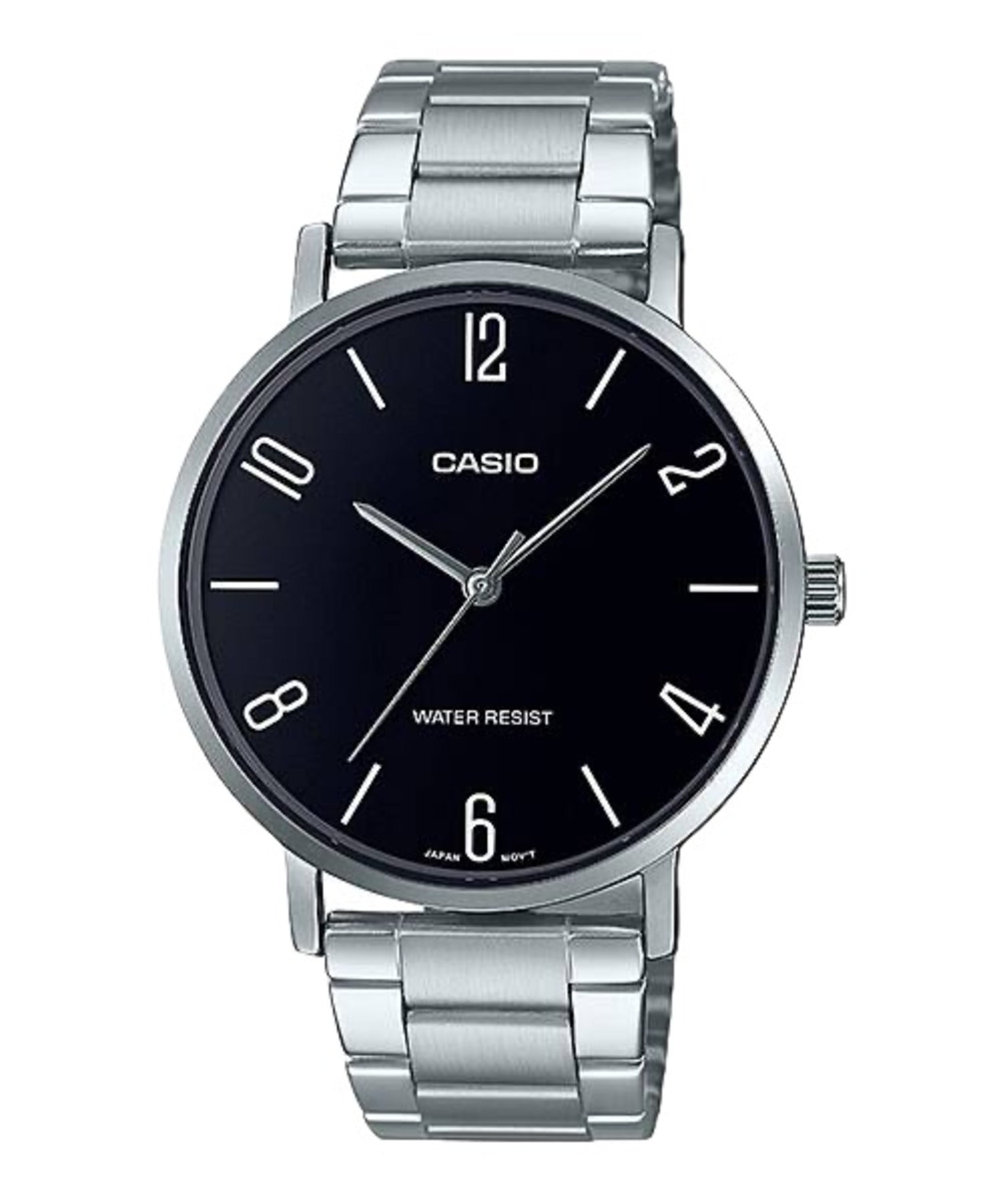 Casio Men Black Dial Stainless Steel Bracelet Watch - MTP-VT01D-1B2UDF