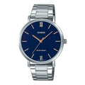 Casio Men Silver Bracelet Analog Watch with Blue Dial - MTP-VT01D-2BUDF