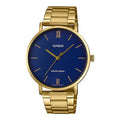 Casio Men Gold Analog Watch Blue Dial Steel Bracelet - MTP-VT01G-2BUDF