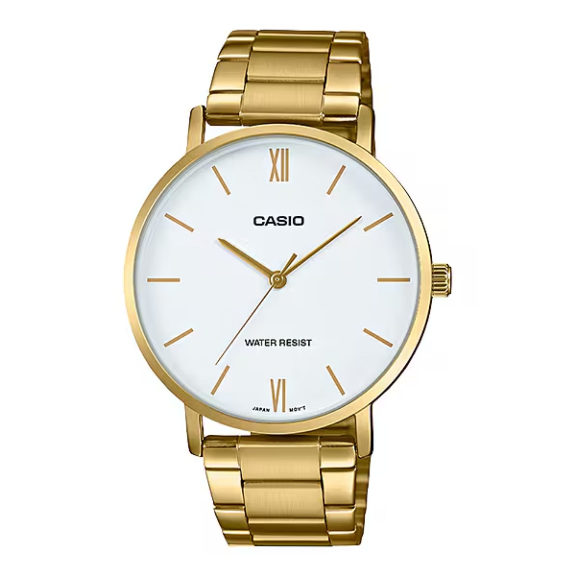 Casio Men Gold Tone Analog Watch with White Dial - MTP-VT01G-7BUDF