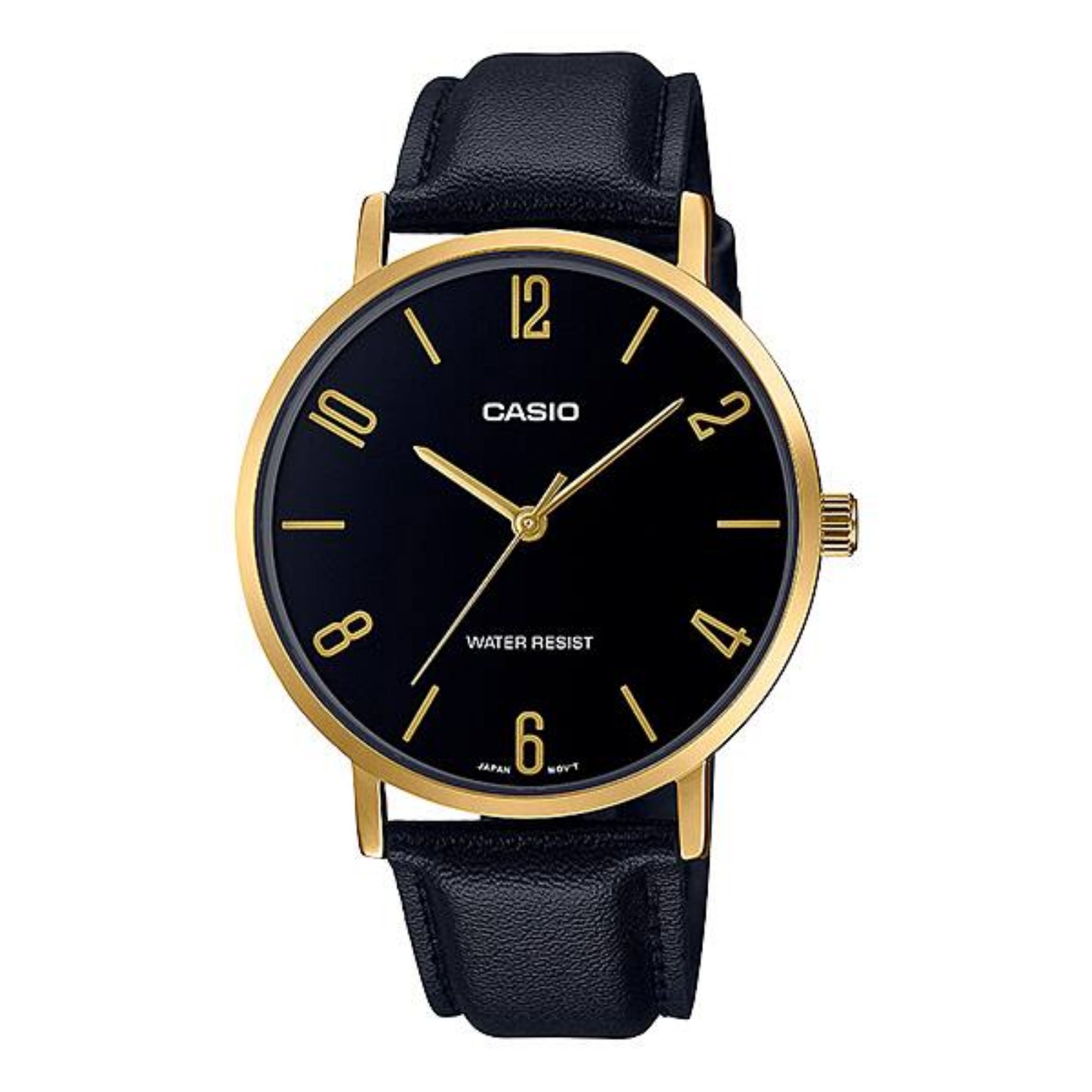 Casio Men Gold Tone Analog Watch with Black Dial - MTP-VT01GL-1B2UDF