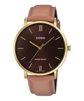 Casio Men Brown Leather Watch with Brown Dial - MTP-VT01GL-5BUDF