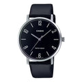 Casio Men Black Dial Gold Tone Watch with Leather Strap - MTP-VT01L-1B2UDF