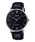 Casio Men Black Dial Leather Strap Analog Watch - MTP-VT01L-1BUDF