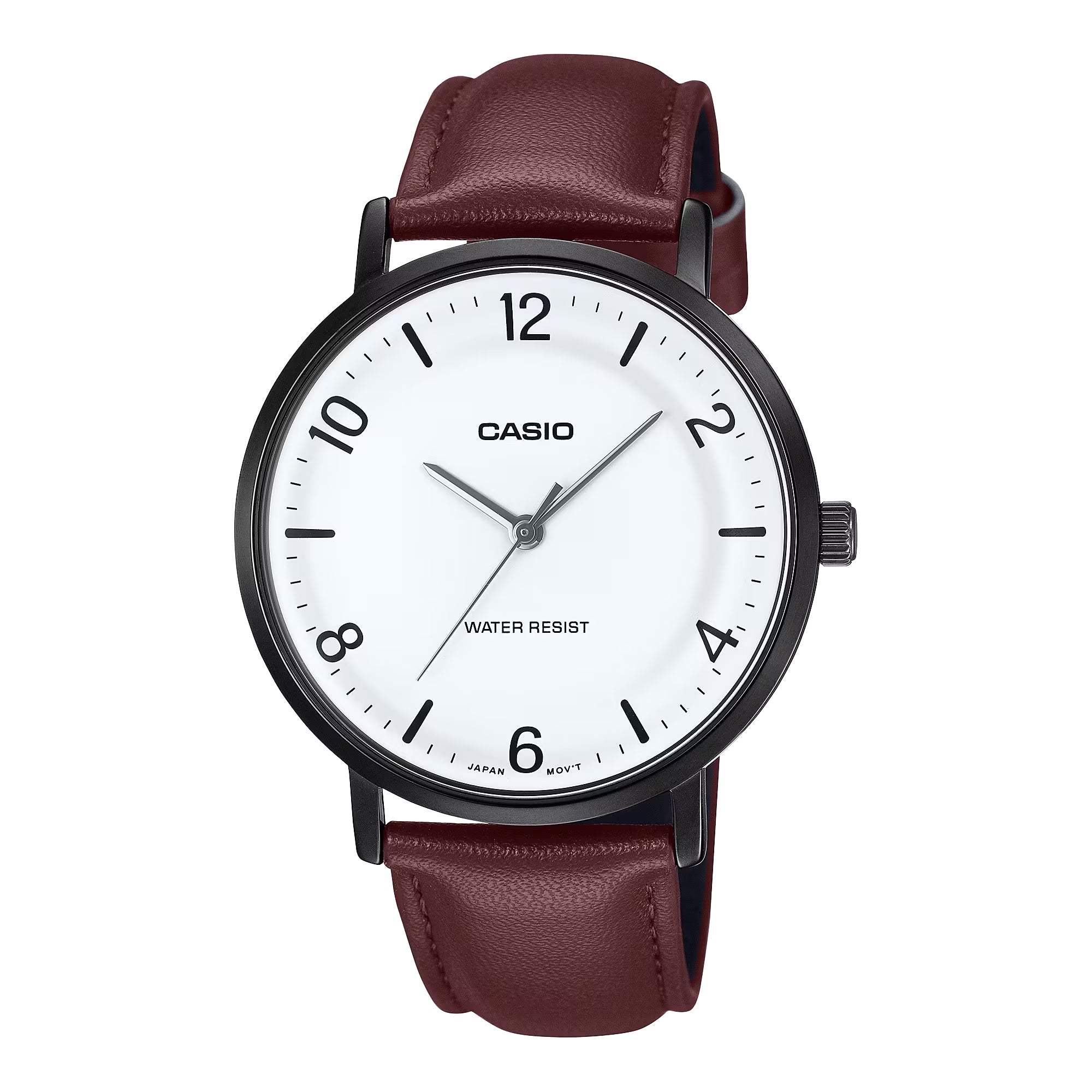 Casio Men Leather Analog Watch White Dial - MTP-VT03BL-7BDF