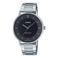 Casio Men Men Black Dial Silver Steel Analog Bracelet Watch - MTP-VT04D-1EDF