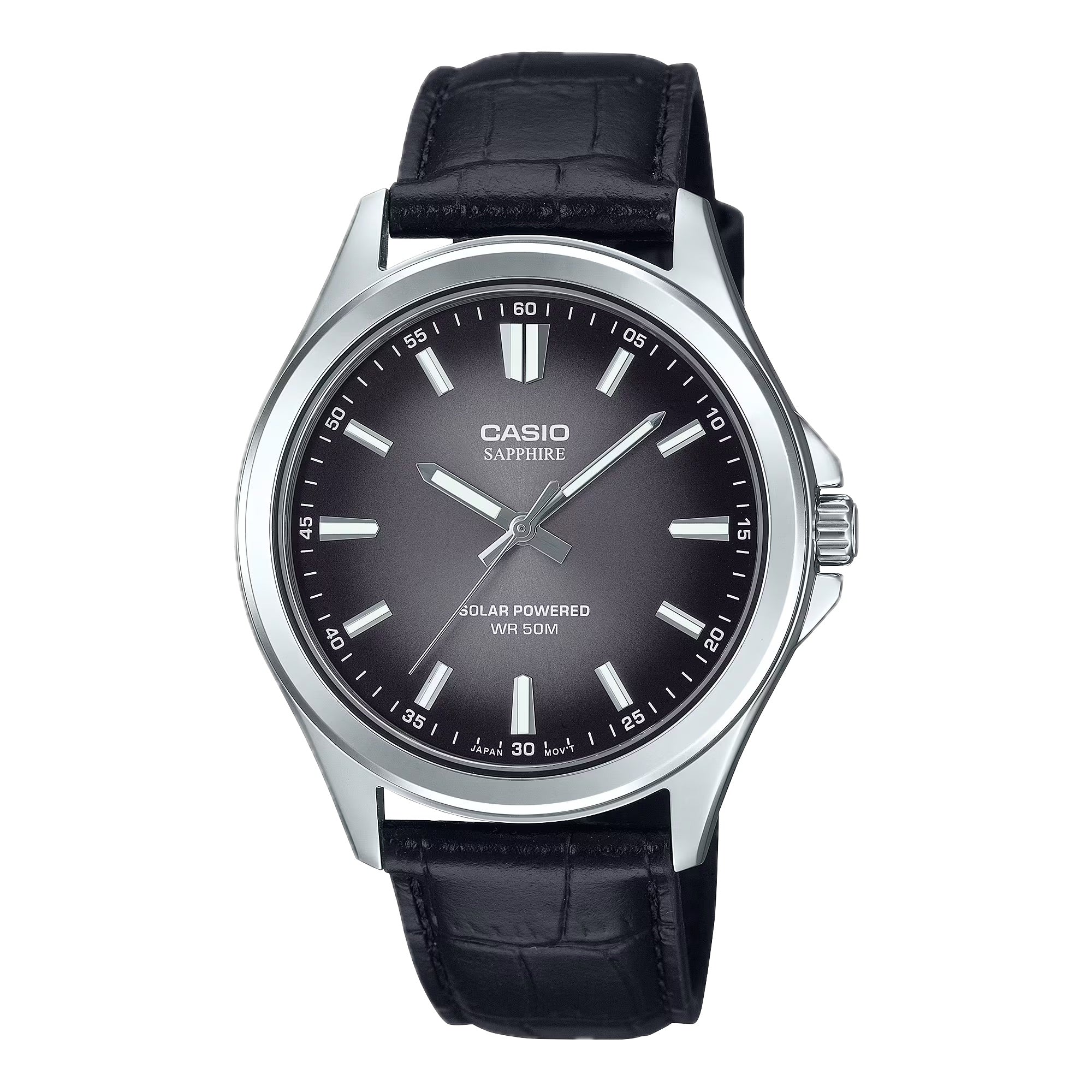 Casio Men Black Dial Leather Strap Watch - MTS-100L-1AVDF