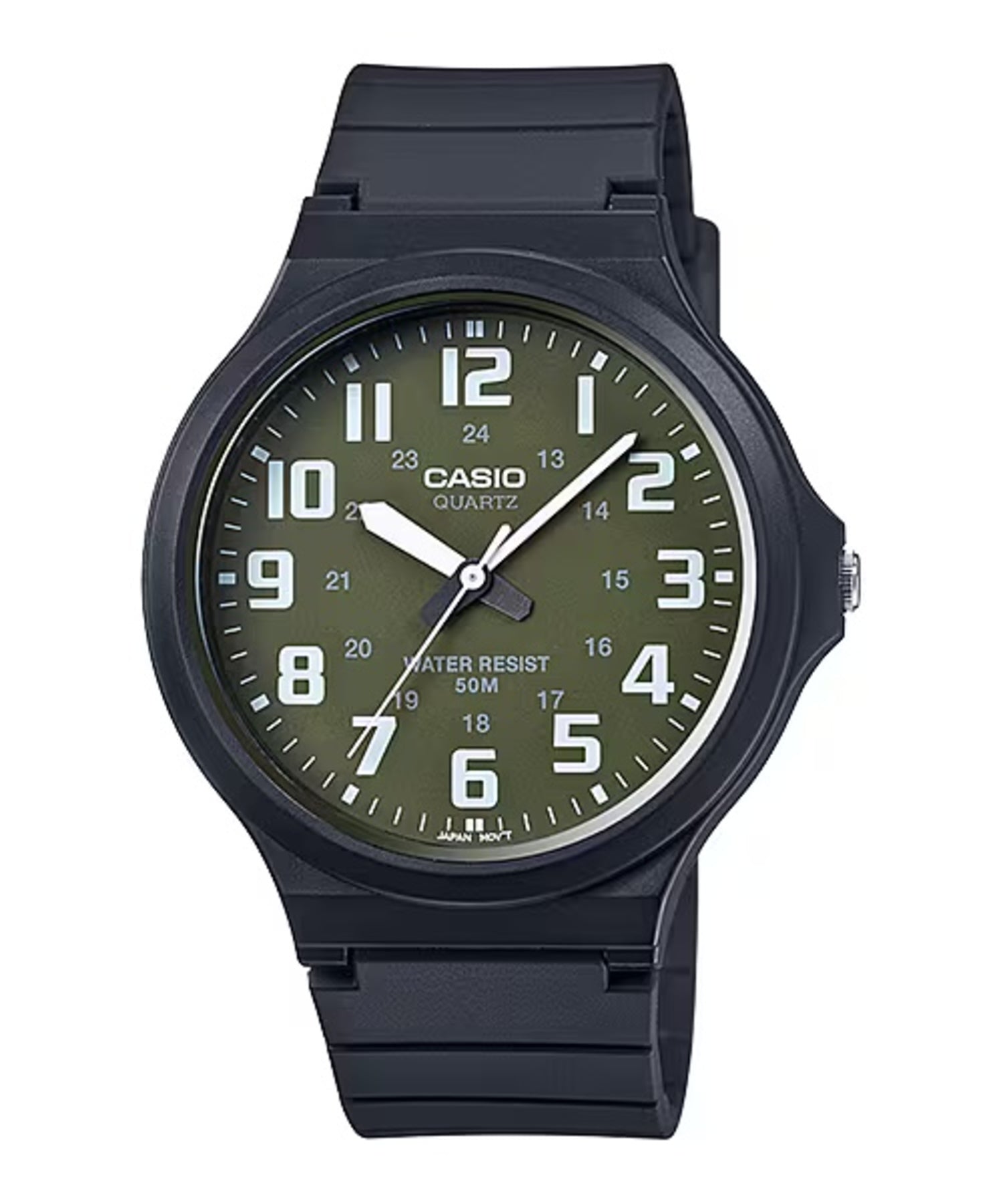 Casio Men Black Watch with Military Green Dial - MW-240-3BVDF