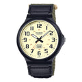 Casio Men Cream Dial Watch with Black Resin Case and Nylon Strap - MW-240B-3BVCF