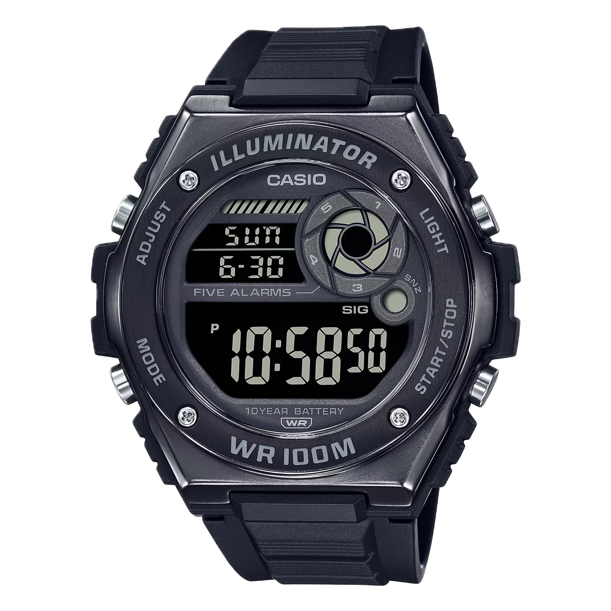 Casio Men Heavy-Duty Digital Sport Watch with Black Band - MWD-100HB-1BV