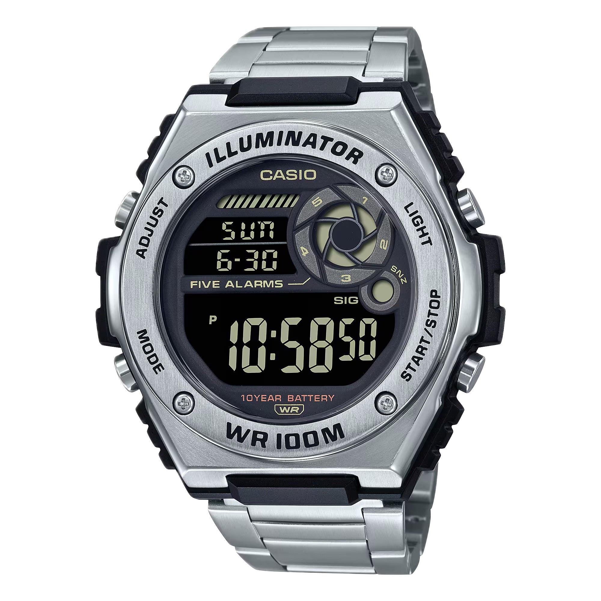 Casio Men Heavy-Duty Stainless Steel Digital Sport Watch - MWD-100HD-1BVCASIO