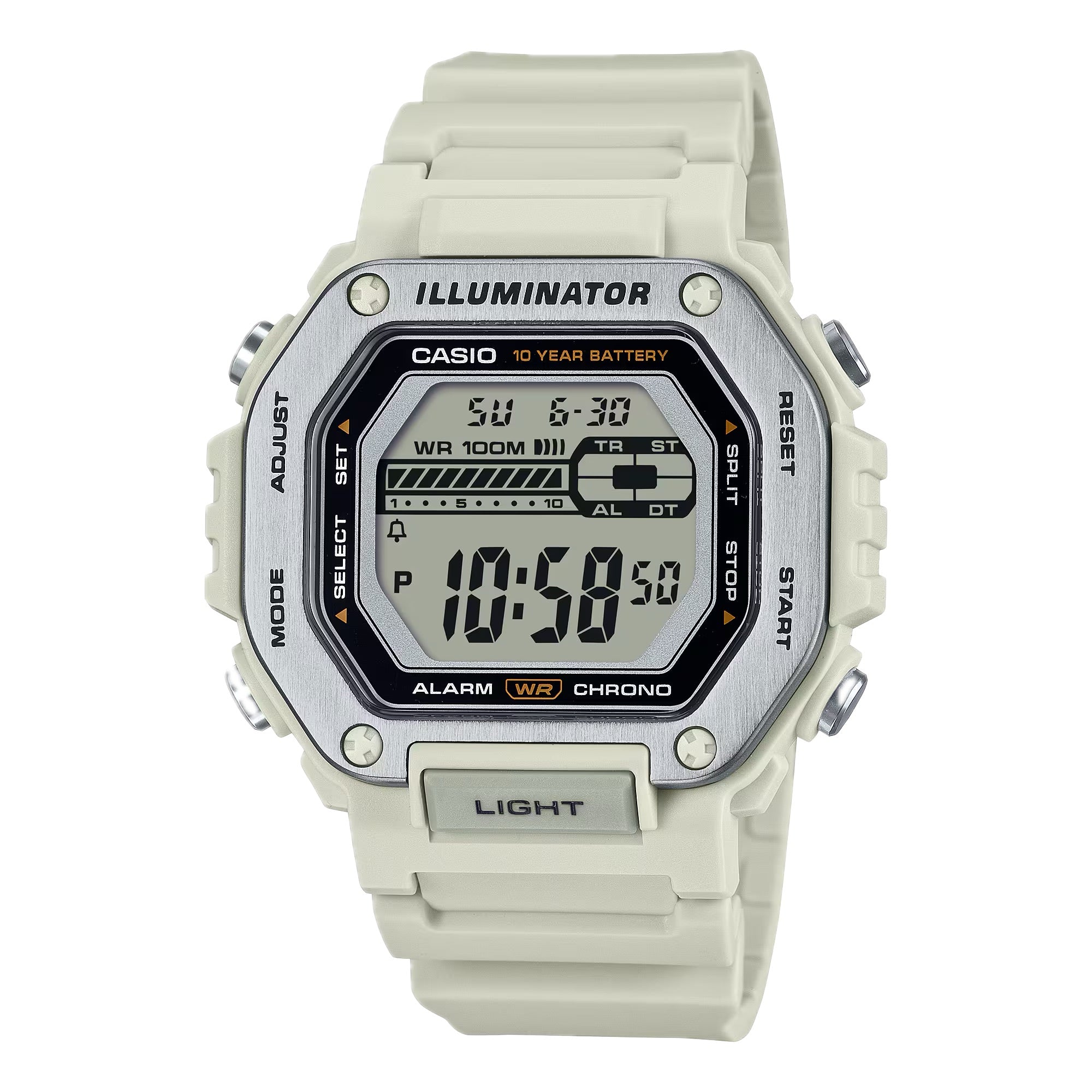 Casio Men Heavy-Duty Digital Sport Watch with White Band - MWD-110H-8AV