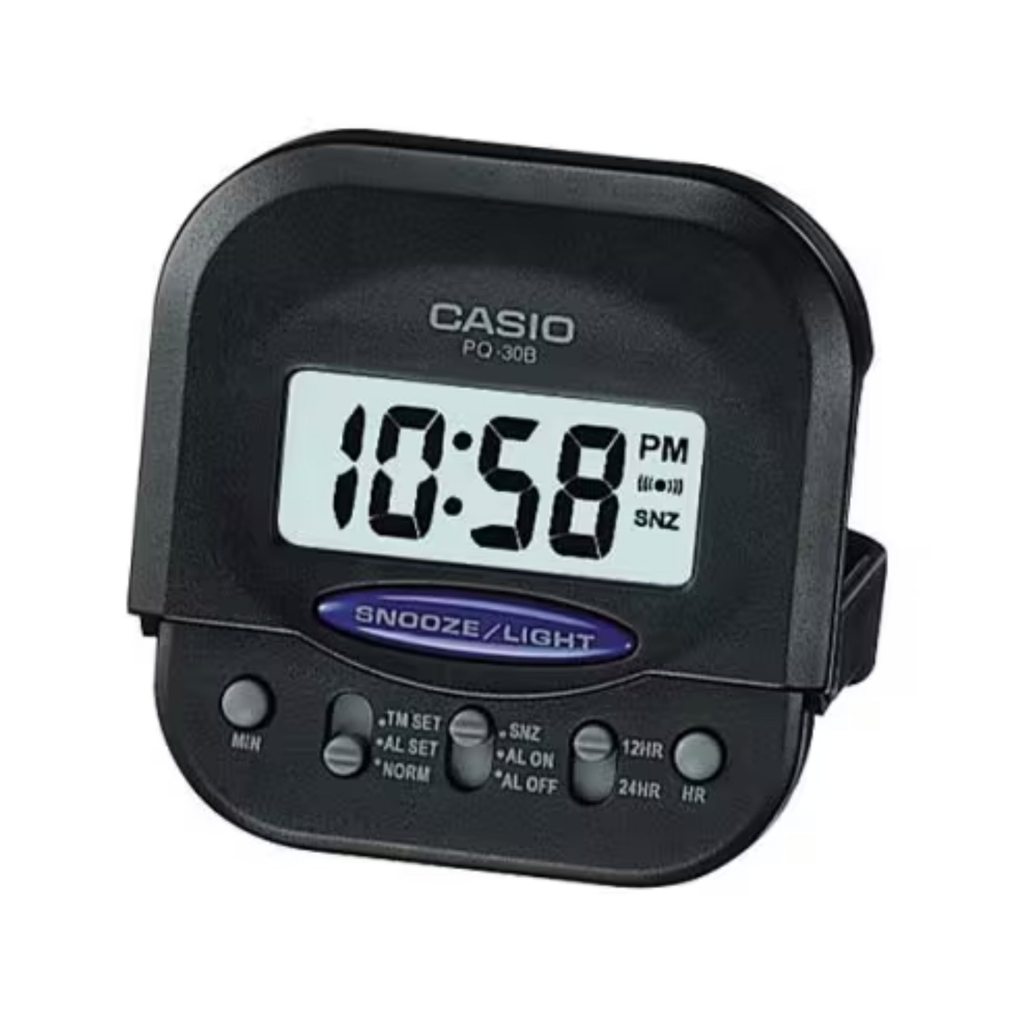 Casio Digital Travel Alarm Clock Black Compact - PQ-30B-1DF