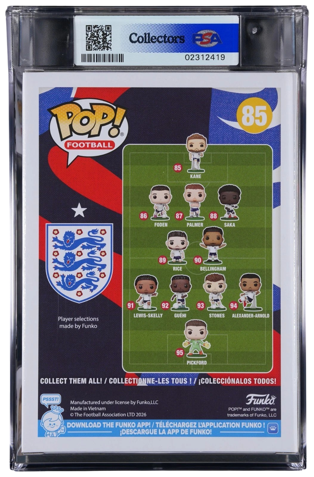 Harry Kane England Football Soccer #85 Funko POP! PSA 9 MINT