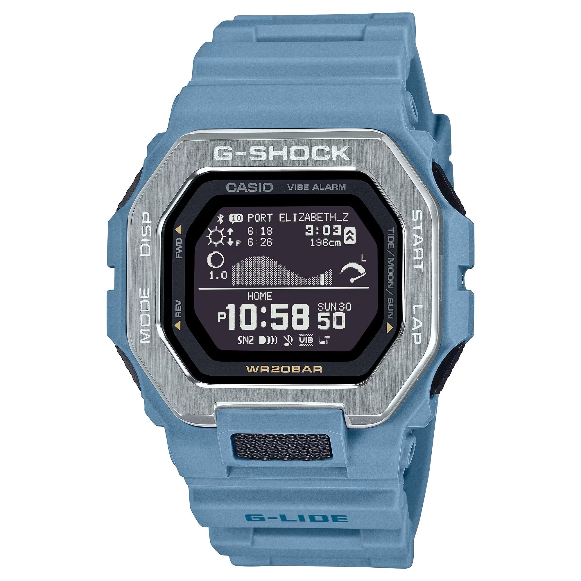 Casio Men G-Shock G-Lide Digital Surf Watch with Blue Band - GBX-100-2