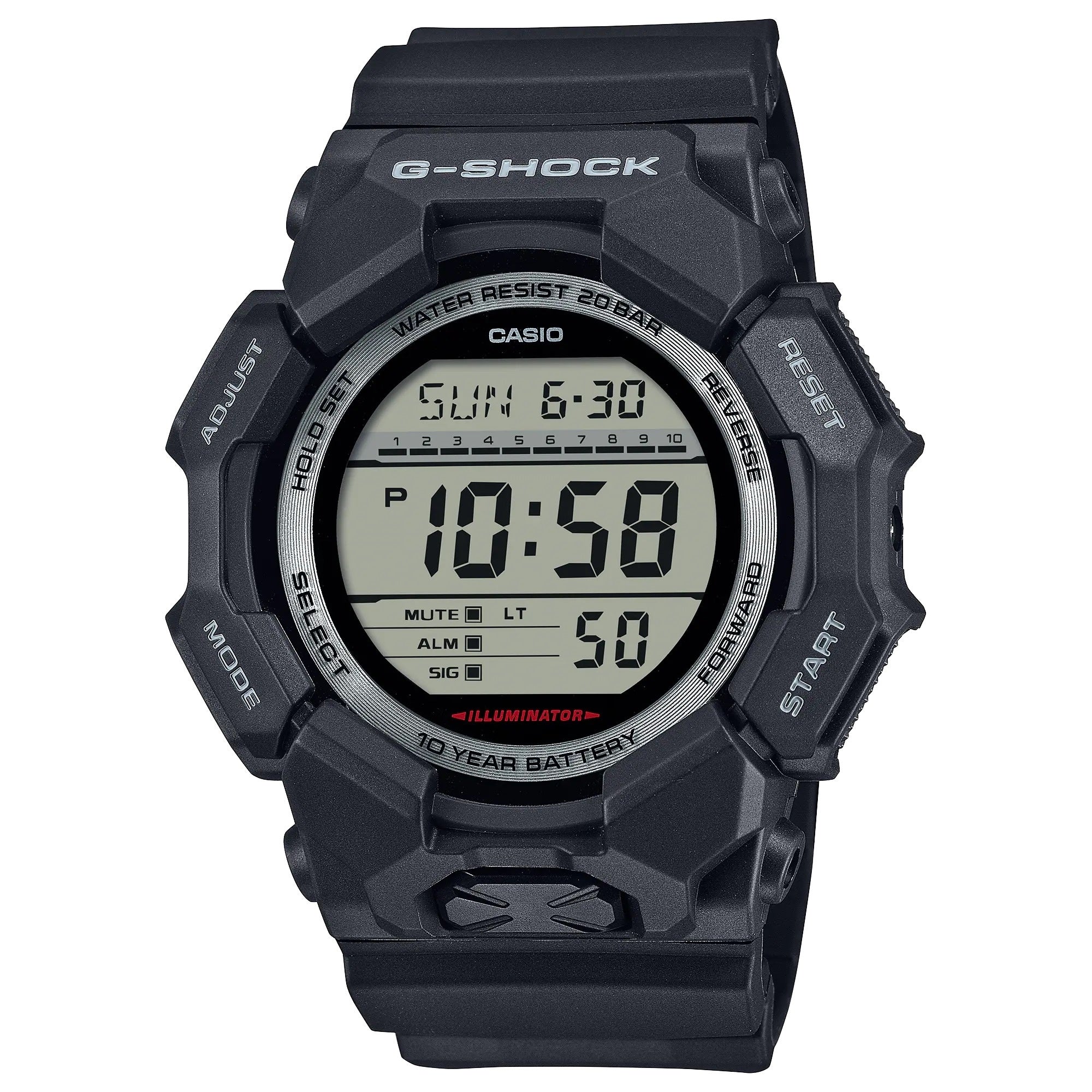 Casio Men G-Shock Digital Watch with Black Dial and Black Band - GD-010