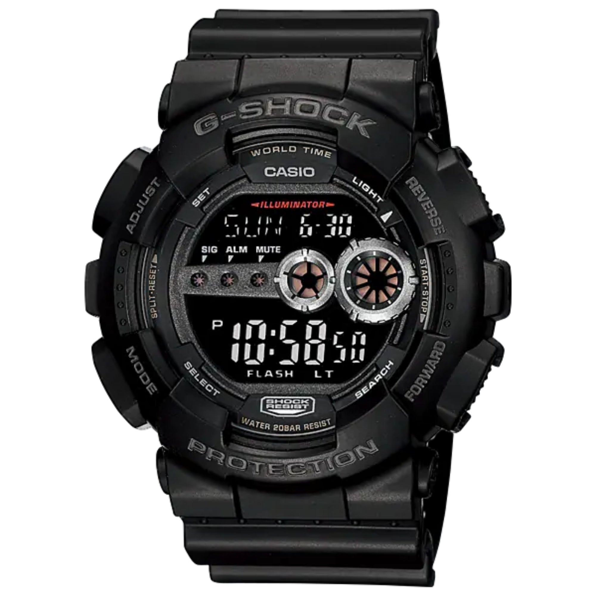 Casio Men G-Shock Digital Watch with Black Dial and Black Band - GD-100-1BCU
