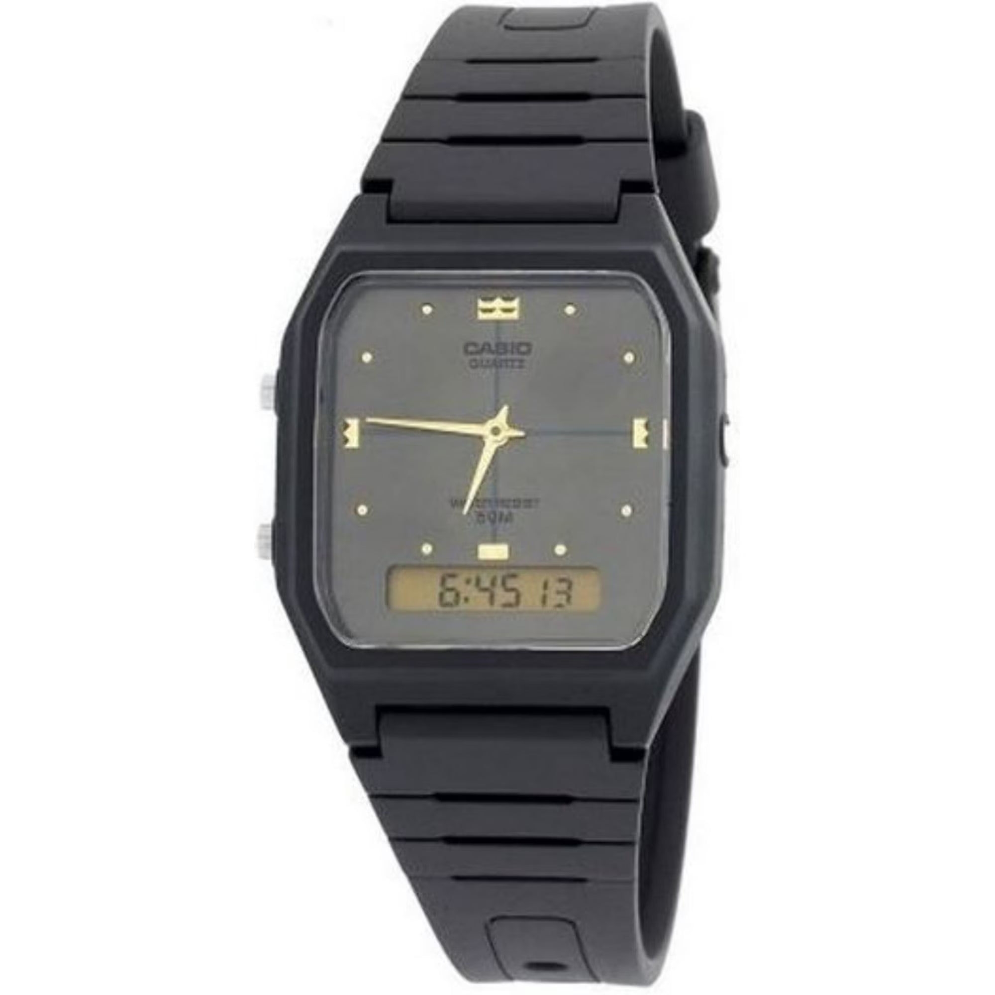 Casio Unisex Analog-Digital Watch with Gray Dial and Black Band - AW-48HE-8AV