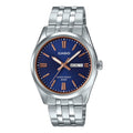 Casio Men Silver Bracelet Analog Watch with Blue Dial - MTP-1335D-2A2V