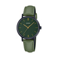 Casio Women Black Case Green Dial Leather Strap Watch - LTP-VT02BL-3AUDF