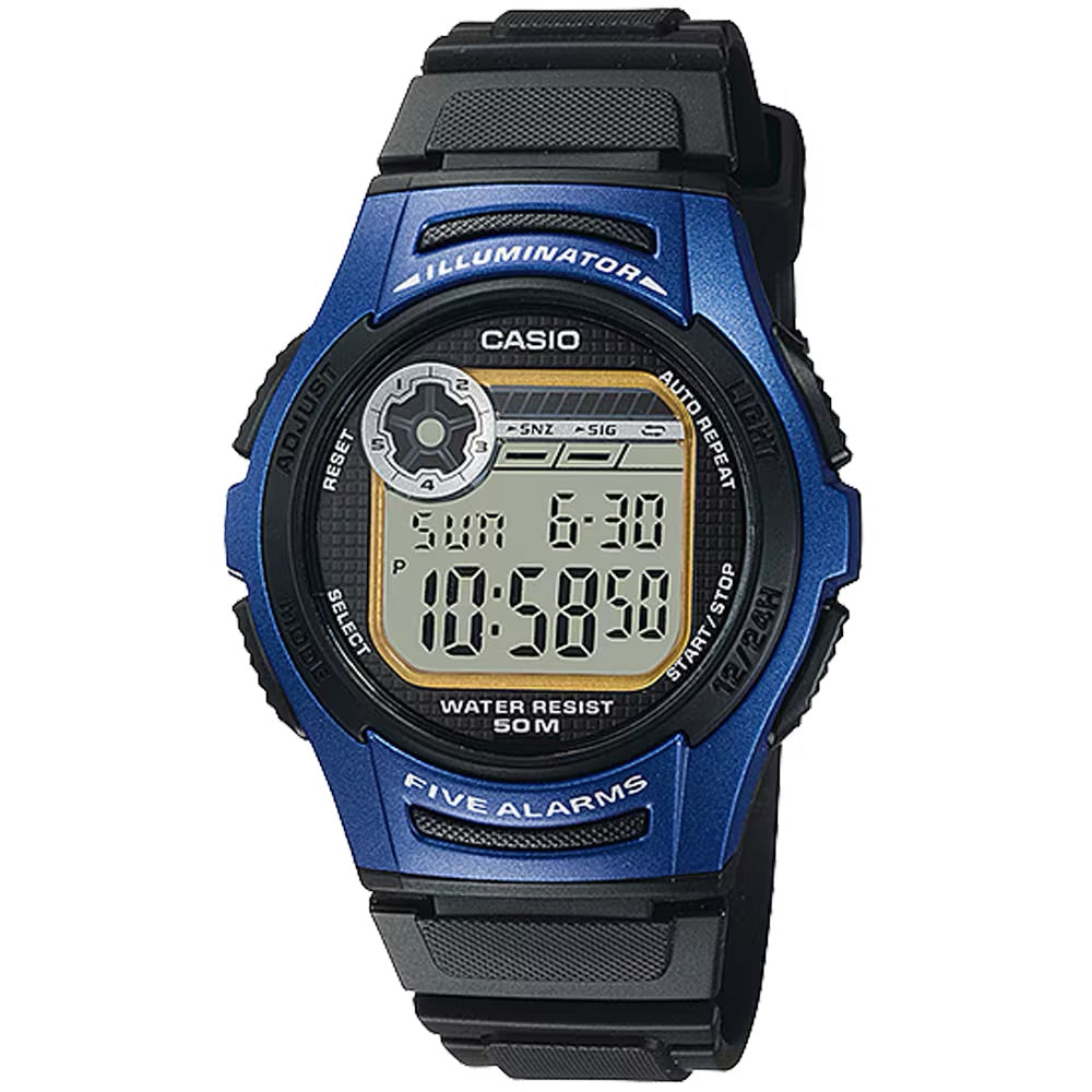 Casio Men Illuminator Digital Watch with Blue Dial - W-213-2AV