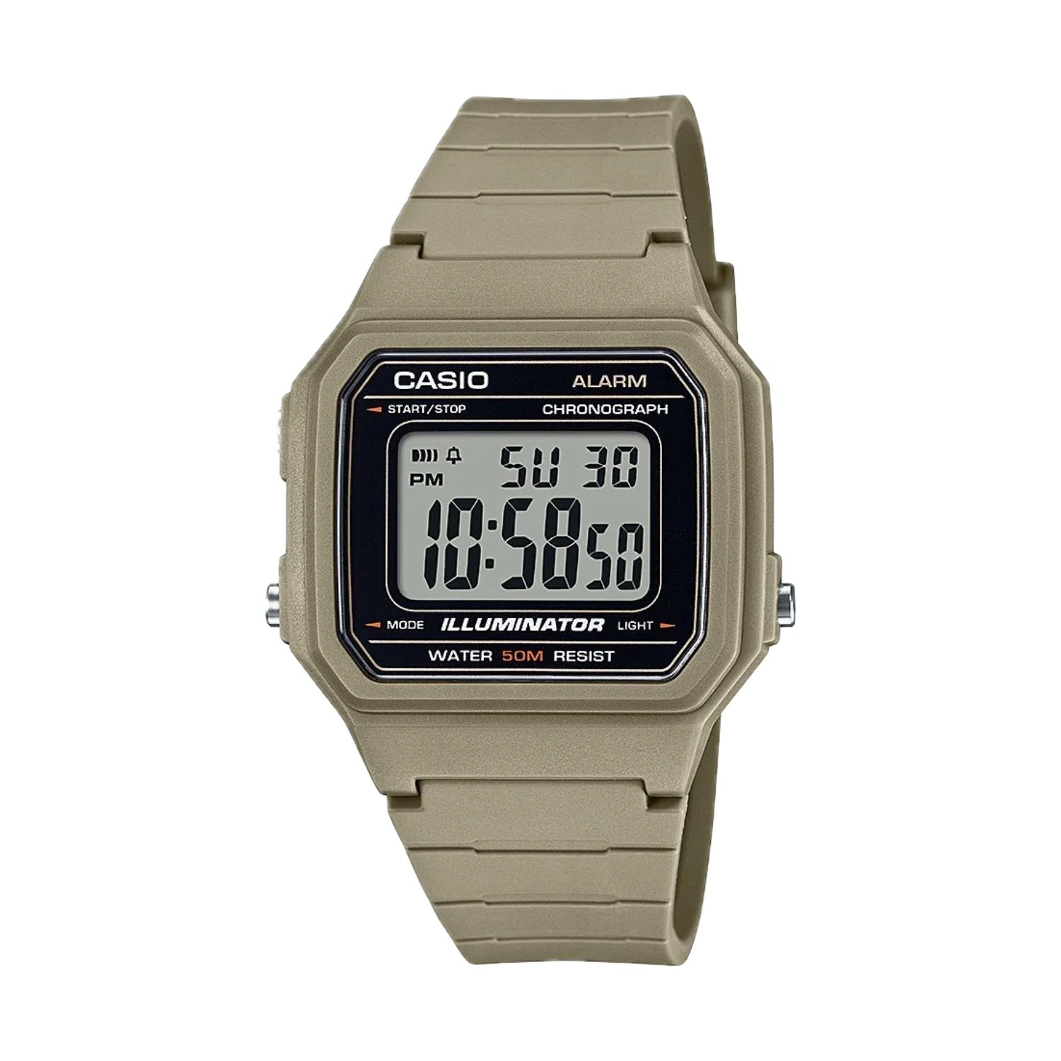 Casio Men Classic Digital Watch with Beige Strap - W-217H-5AVCF
