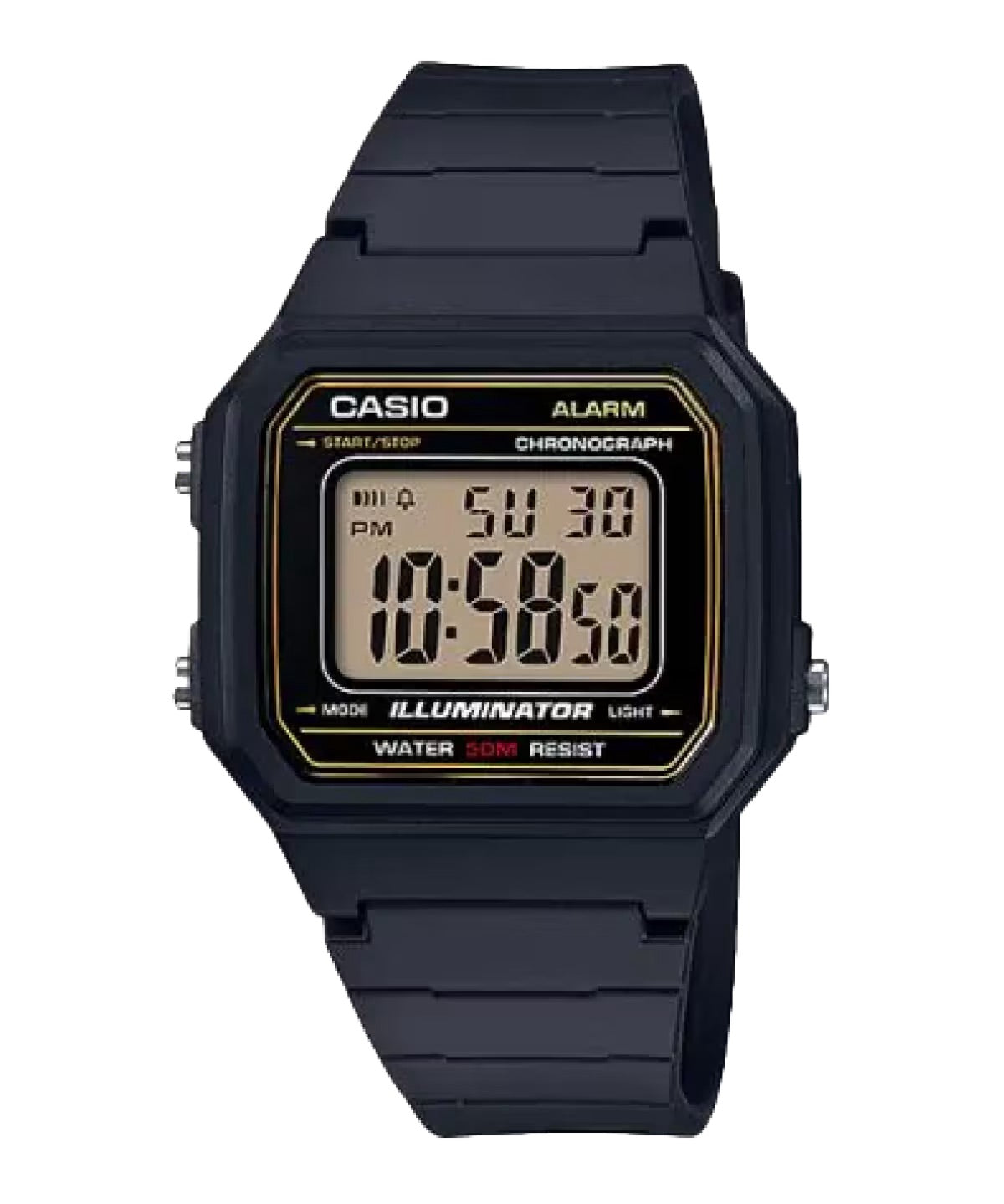 Casio Men Classic Digital Watch with Gold Dial - W-217H-9AV