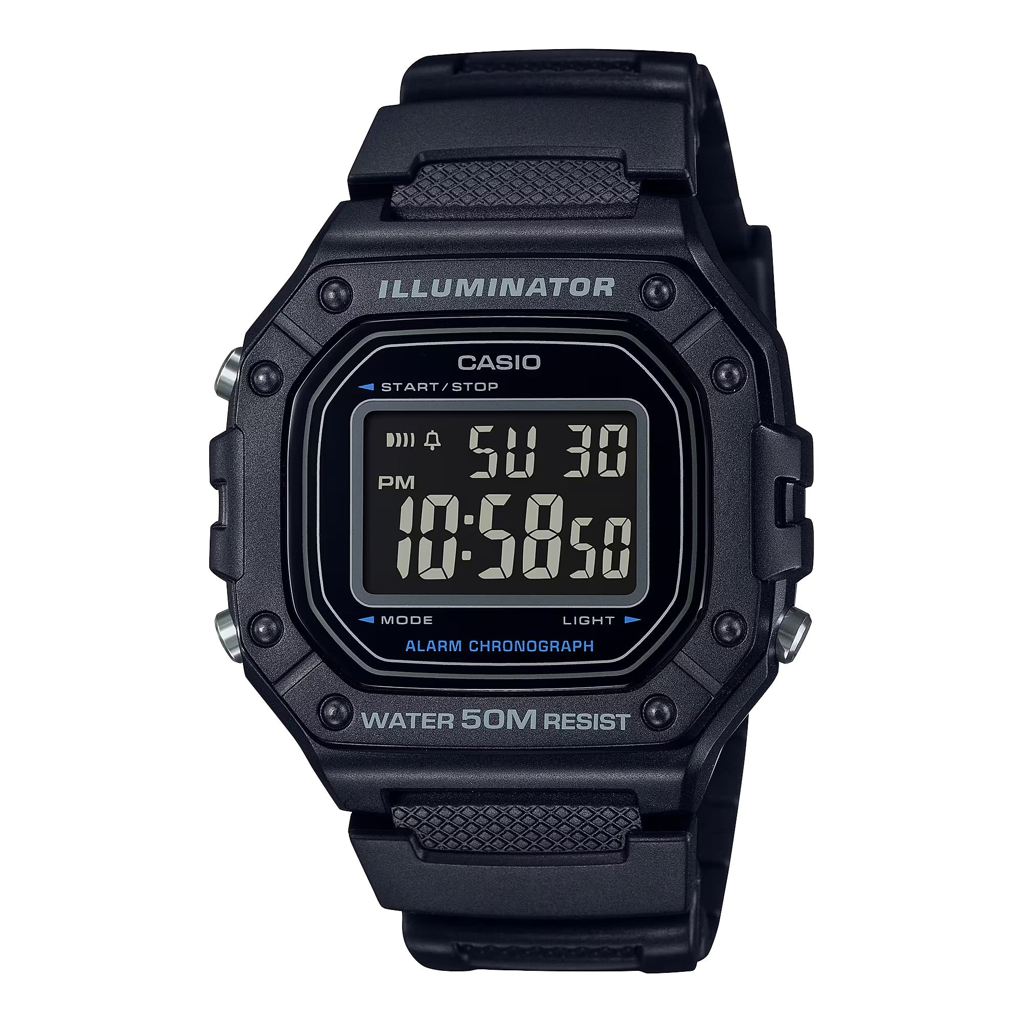Casio Men Water-Resistant Digital Watch with Black Dial - W-218H-1BVCF