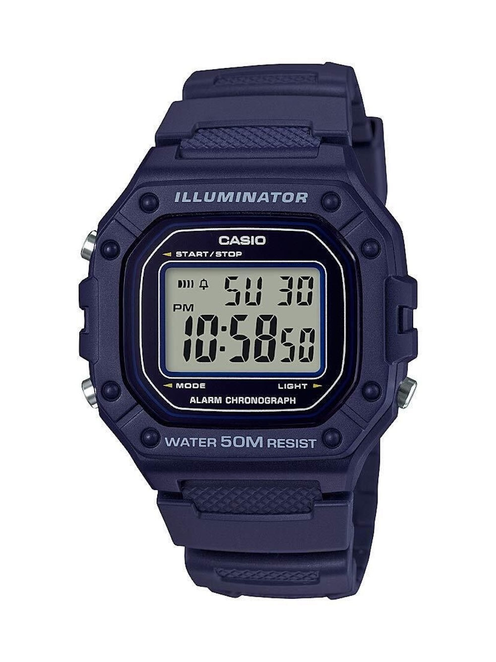 Casio Men Water-Resistant Digital Watch with Blue Strap - W-218H-2AVCF