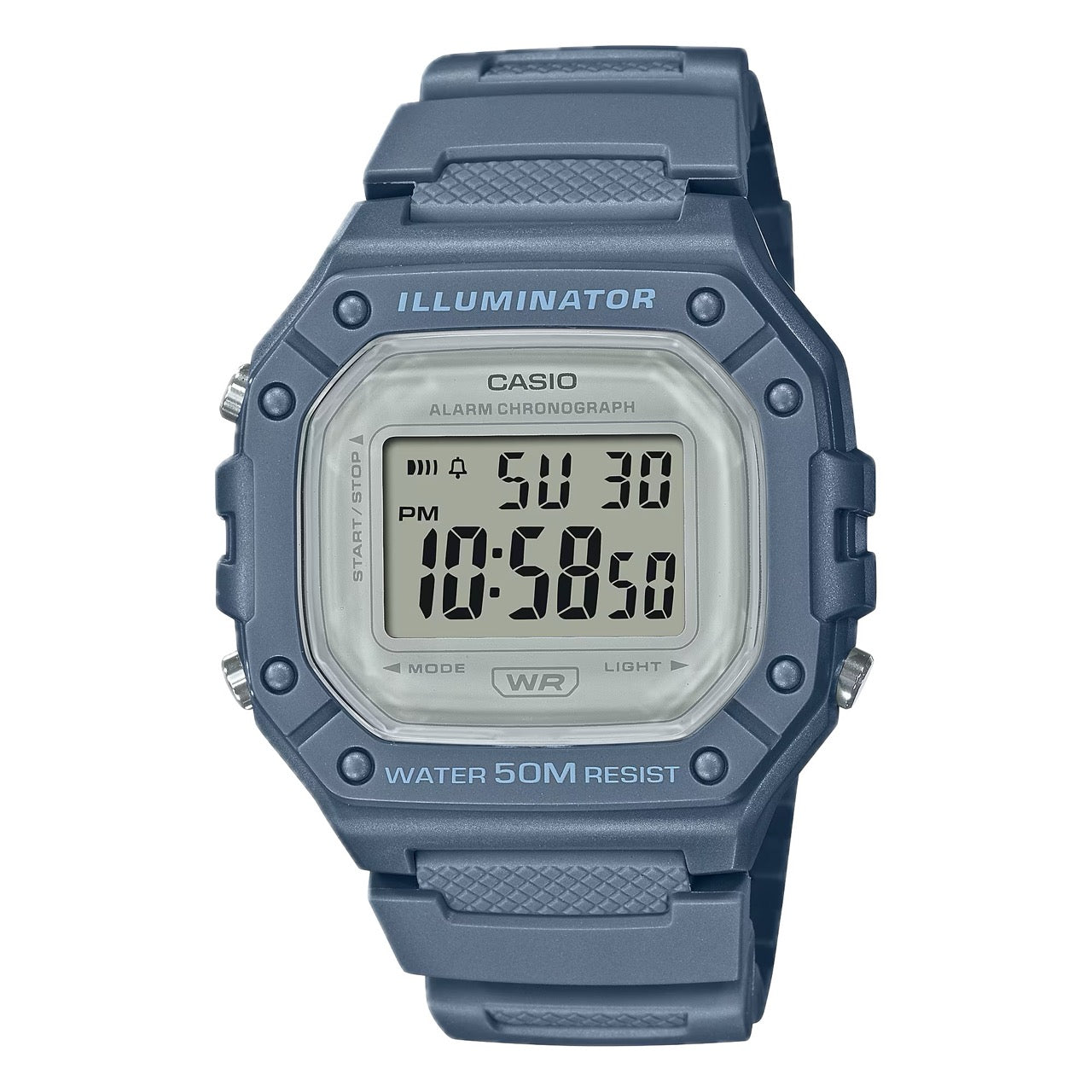 Casio Men Water-Resistant Digital Watch with Blue Strap - W-218HC-2AVCF
