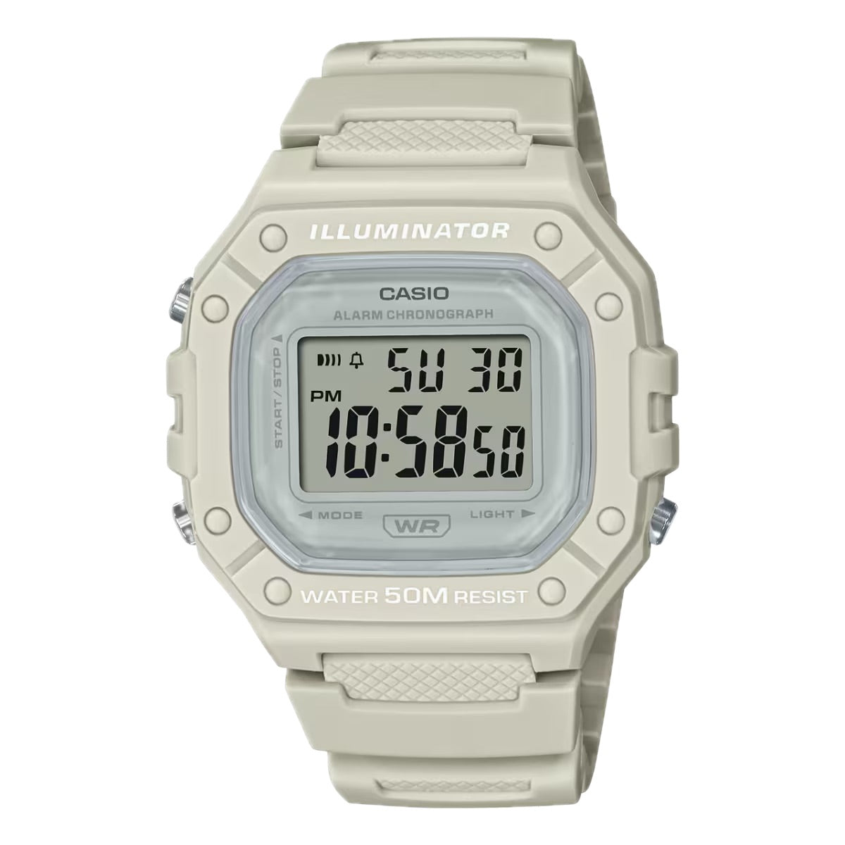 Casio Men Water-Resistant Digital Watch with White Band - W-218HC-8AVCF