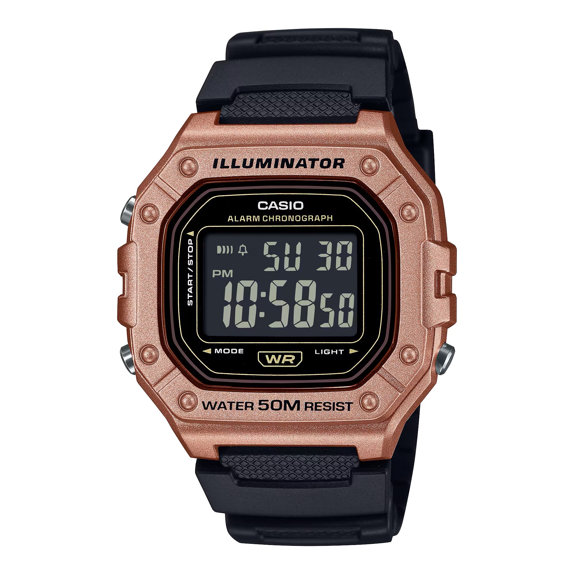 Casio Men Bronze Digital Sport Watch with Black Strap - W-218HM-5BVCF