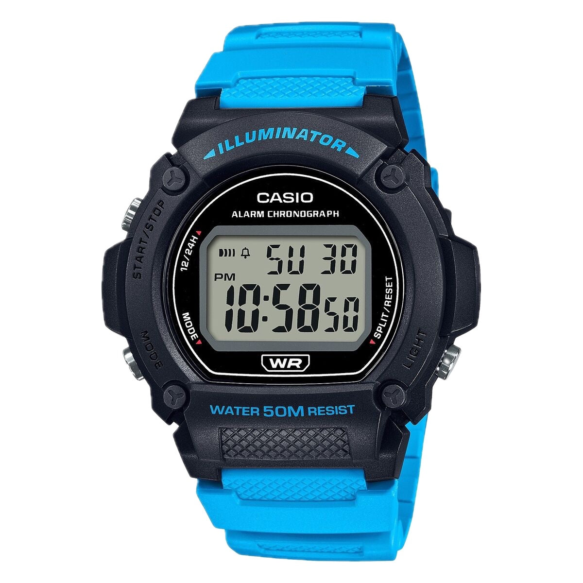 Casio Men Classic Black and Blue Digital Watch - W-219H-2A2VCF